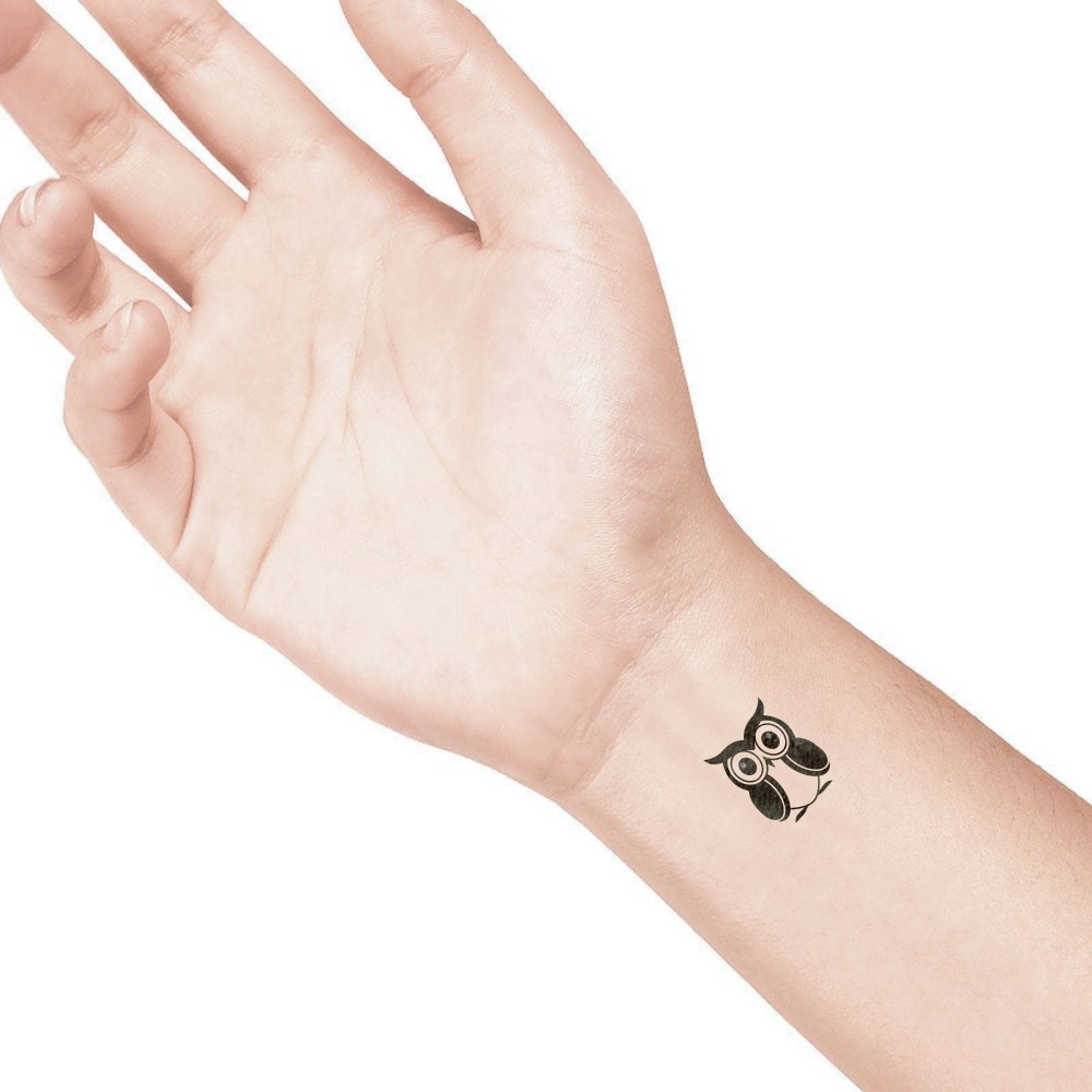 temporary tattoo preview image Owl, For woman and childeren, skin safe tattoo, Ephemeral Tattoo Stamp for Body and Arm, Water Resistant
