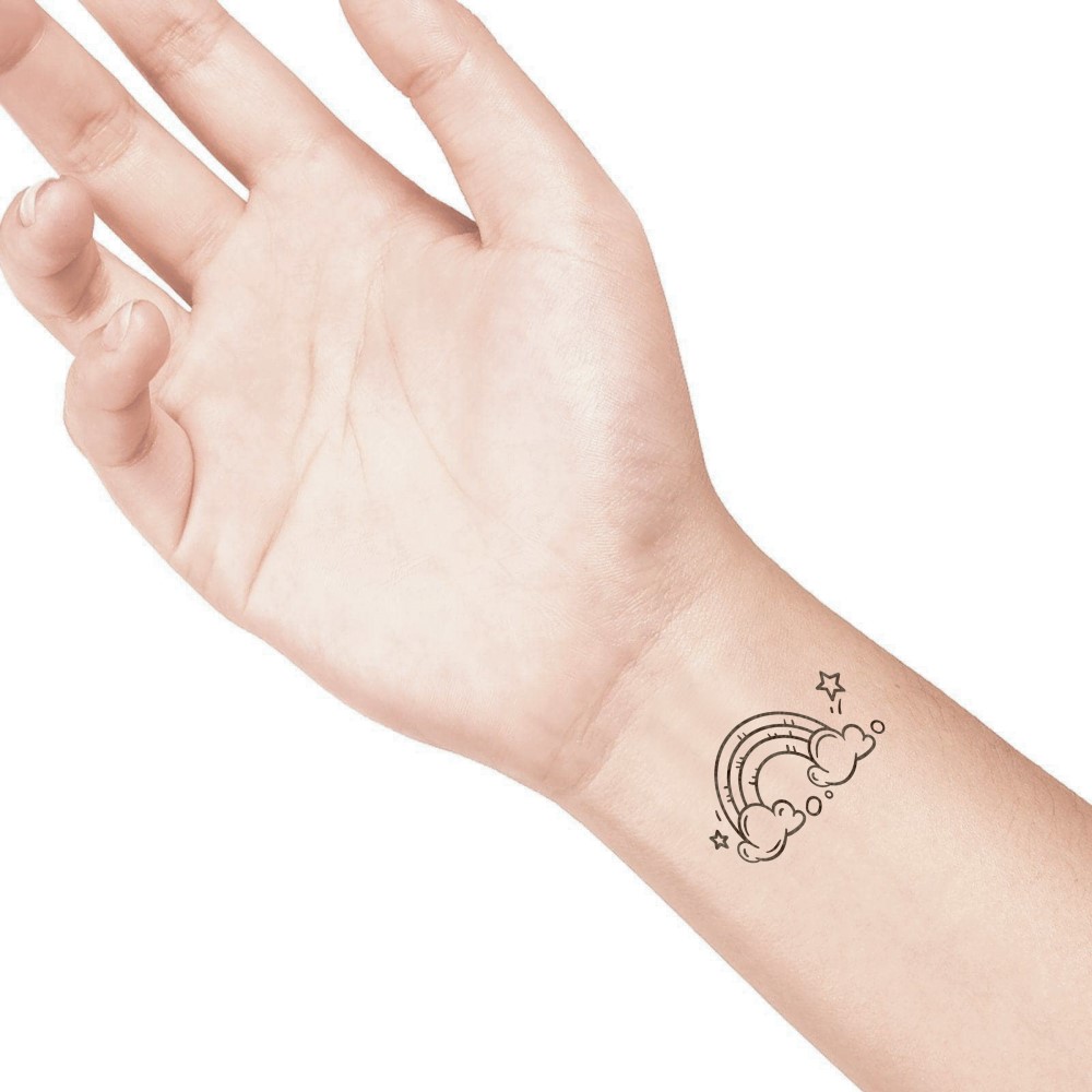temporary tattoo preview image rainbow, For woman and childeren, skin safe tattoo, Ephemeral Tattoo Stamp for Body and Arm, Water Resistant