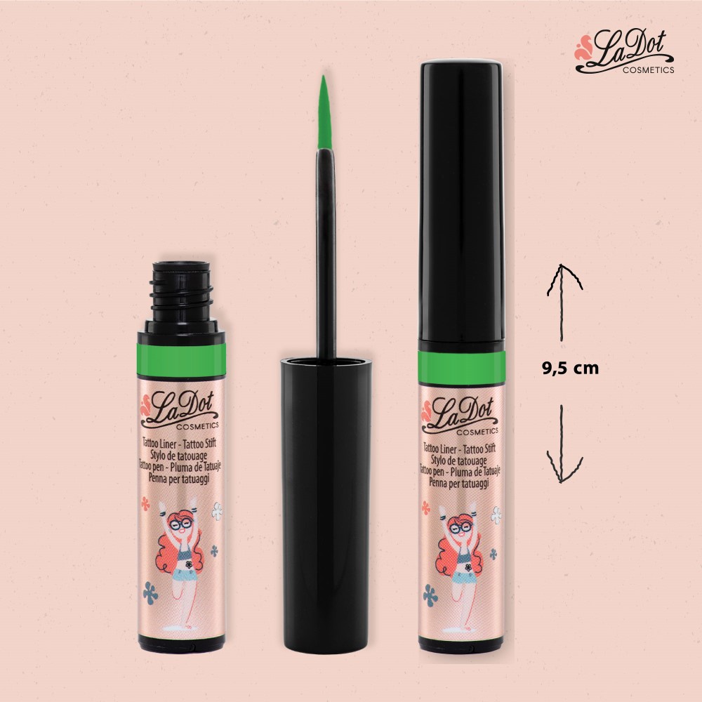 temporary tattoo Liner GREEN, For woman and childeren, skin safe tattoo, Ephemeral Tattoo Stamp for Body and Arm, Water Resistant